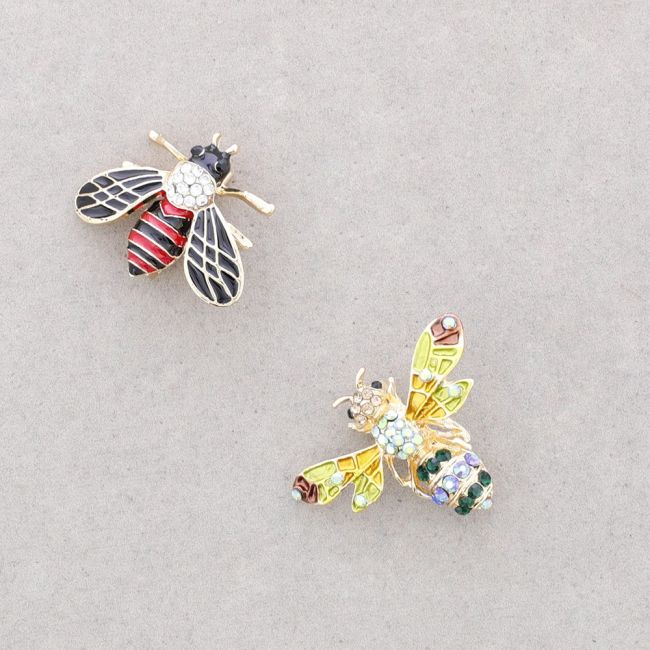 BROCHE SET DOS ABEJAS METAL ESMALTE