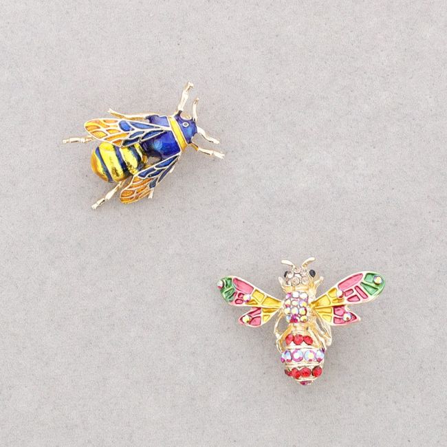 BROCHE SET DOS ABEJAS METAL ESMALTE
