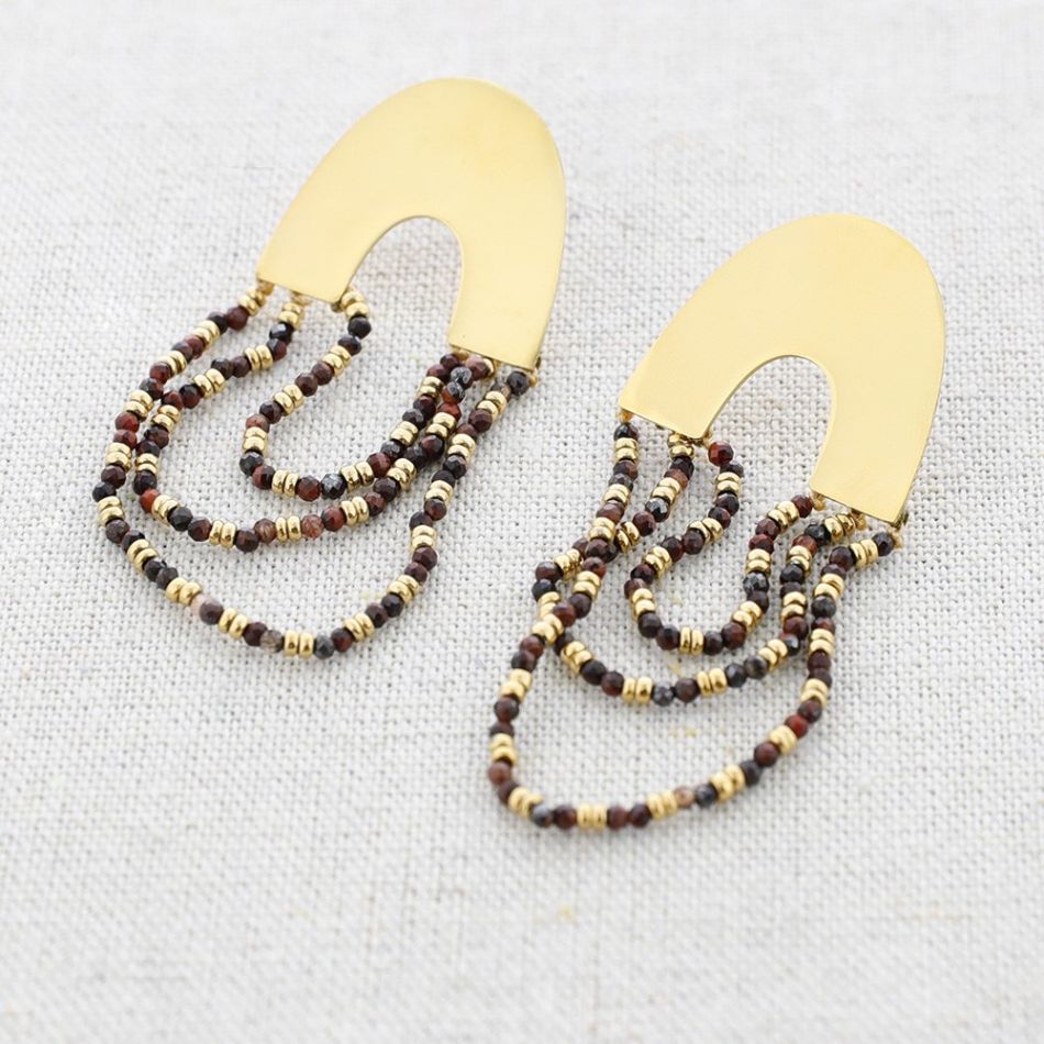 PENDIENTES ACERO COLGANTE TIRAS CRISTALES FACETADOS