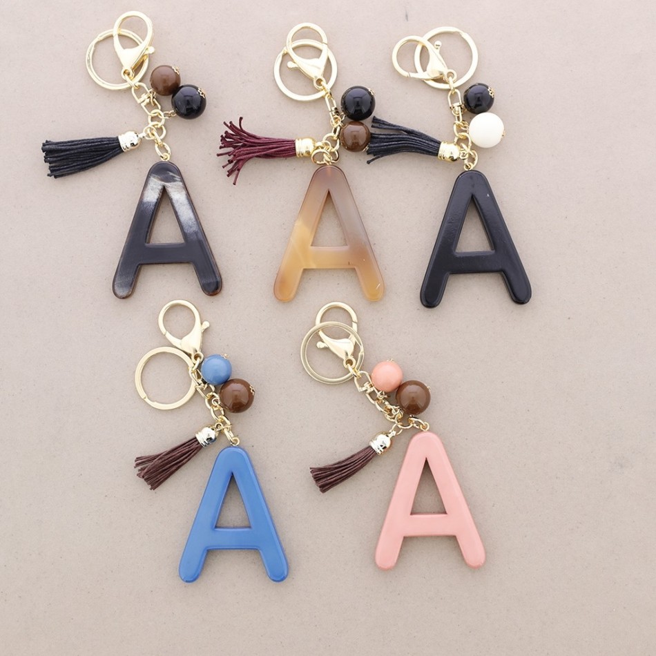 RESIN INITIAL LETTER A PENDANT KEYCHAIN