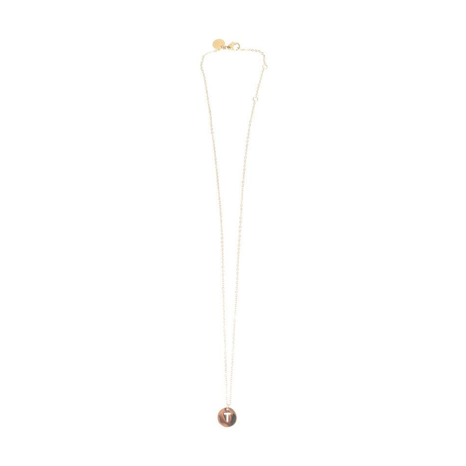 STEEL LETTER T PLATE SHORT NECKLACE