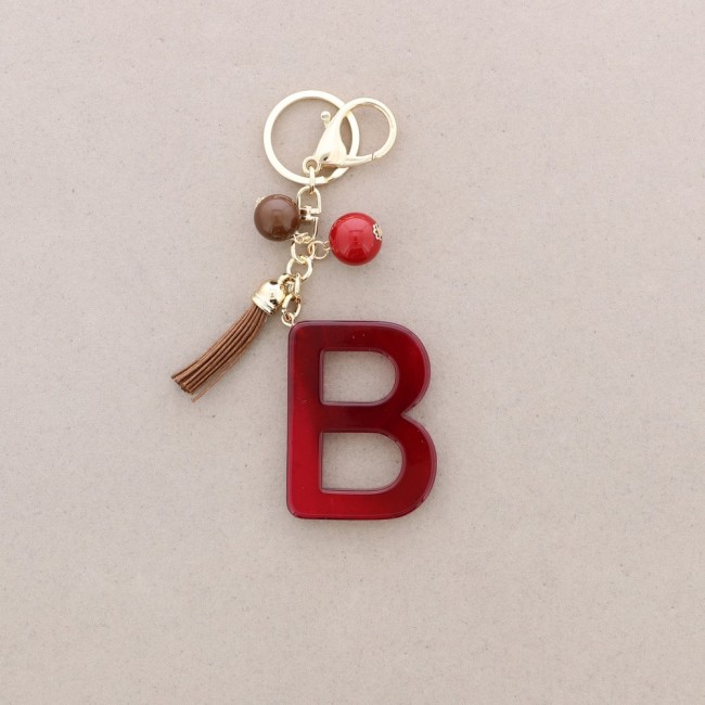 RESIN INITIAL LETTER B PENDANT KEYCHAIN