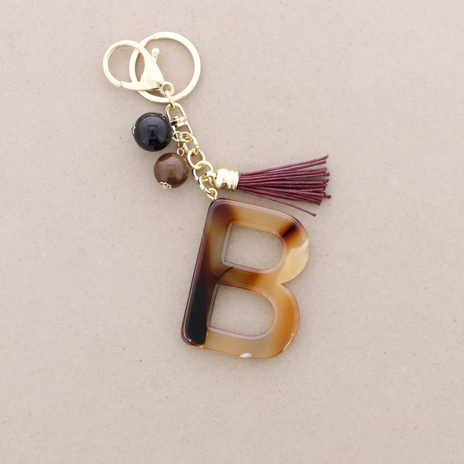 RESIN INITIAL LETTER B PENDANT KEYCHAIN