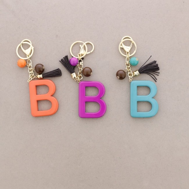 RESIN INITIAL LETTER B PENDANT KEYCHAIN