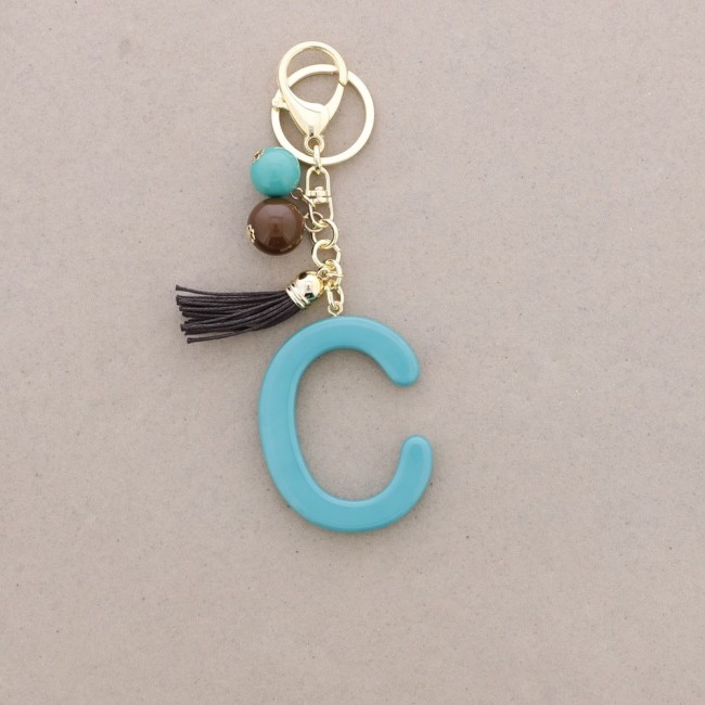 KEYCHAIN PENDANT INITIAL LETTER C RESIN