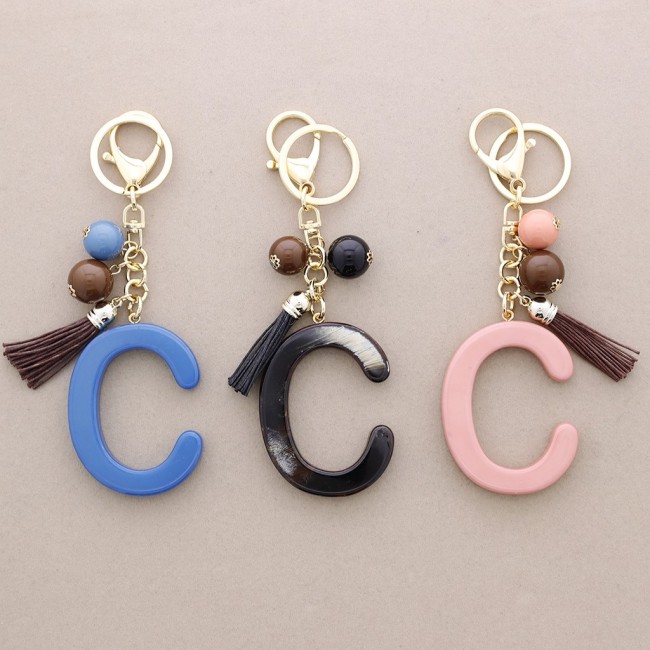 KEYCHAIN PENDANT INITIAL LETTER C RESIN