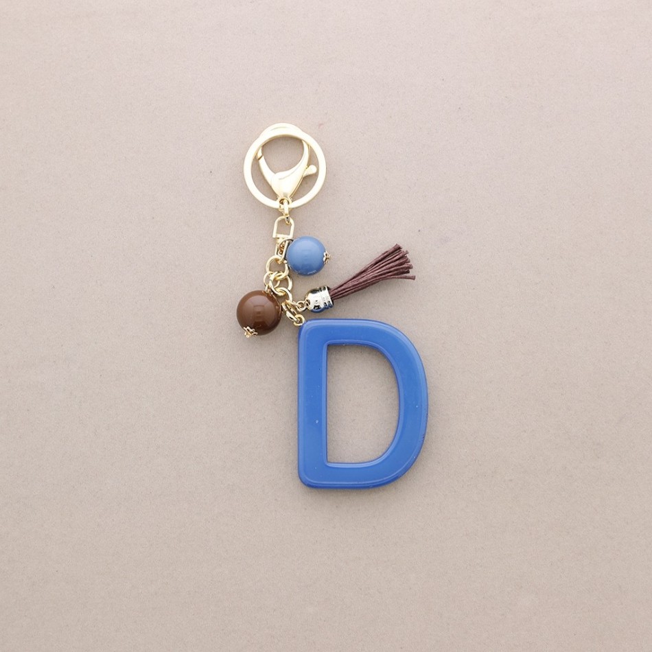 KEYCHAIN PENDANT INITIAL LETTER D RESIN