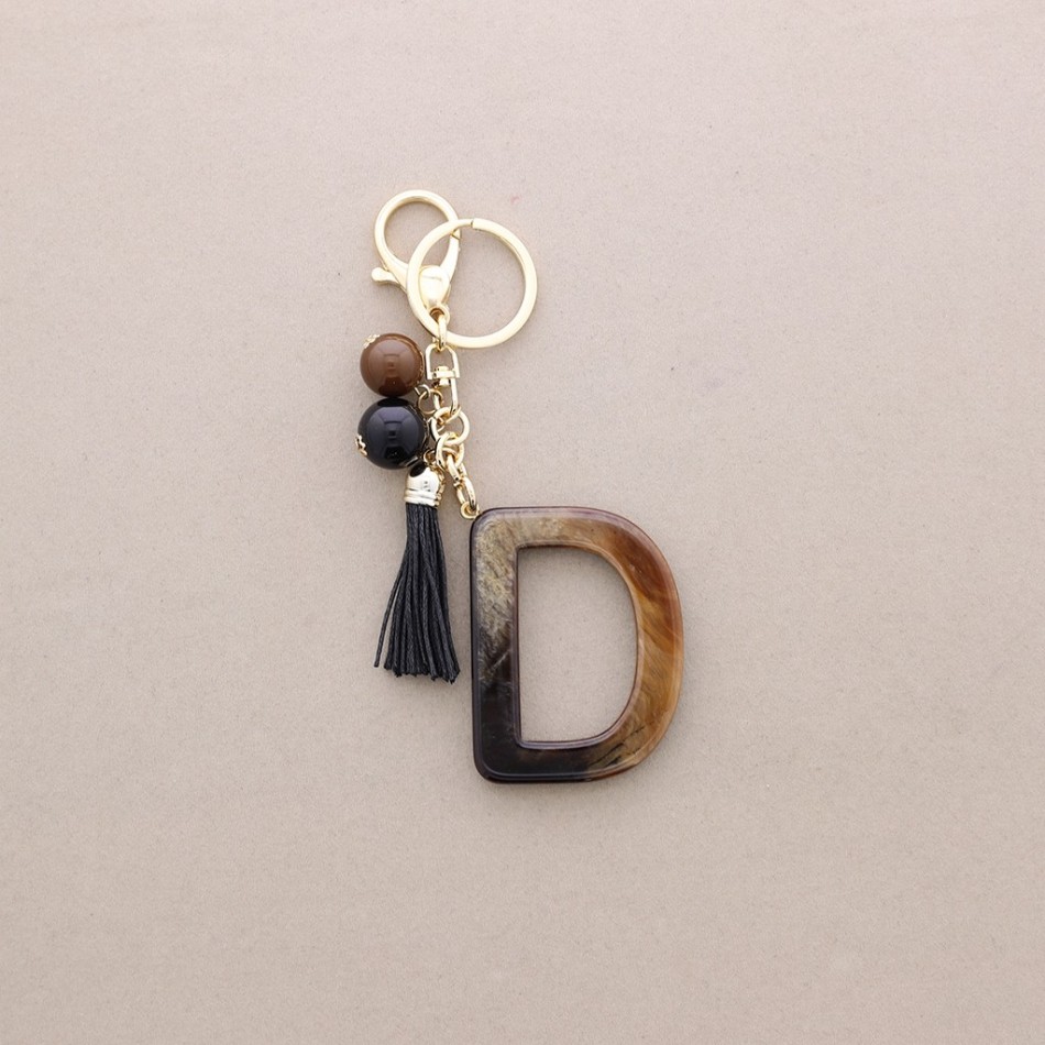 KEYCHAIN PENDANT INITIAL LETTER D RESIN