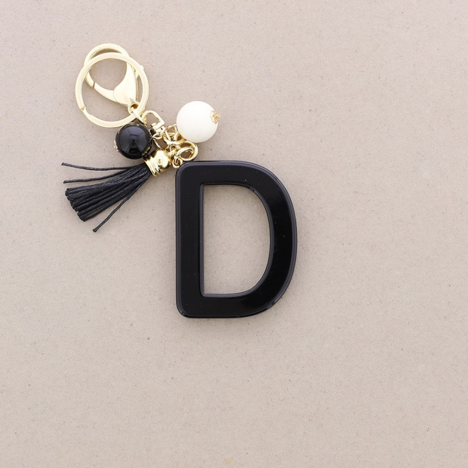 KEYCHAIN PENDANT INITIAL LETTER D RESIN