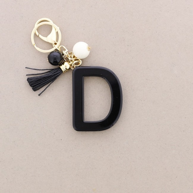 KEYCHAIN PENDANT INITIAL LETTER D RESIN
