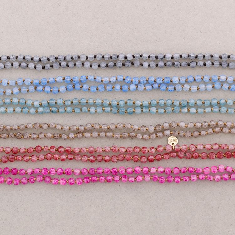 COLLAR LARGO CUENTAS PLANA RESINA NUDOS 1.2M*8MM 2