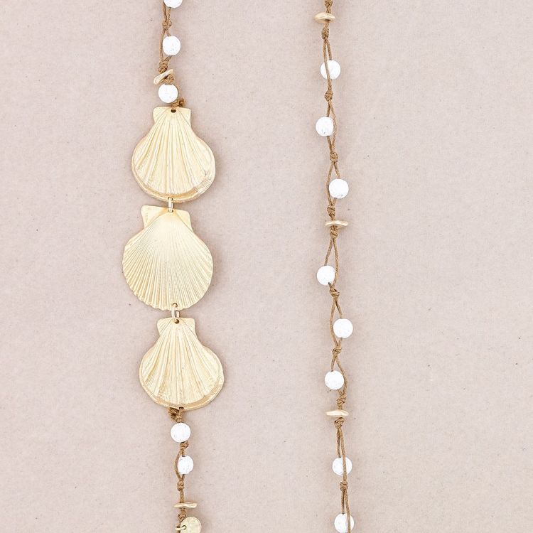 COLLAR LARGO CUENTAS LAVAS TRENZADAS CONCHAS