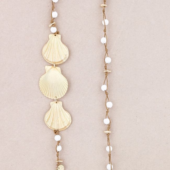 COLLAR LARGO CUENTAS LAVAS TRENZADAS CONCHAS