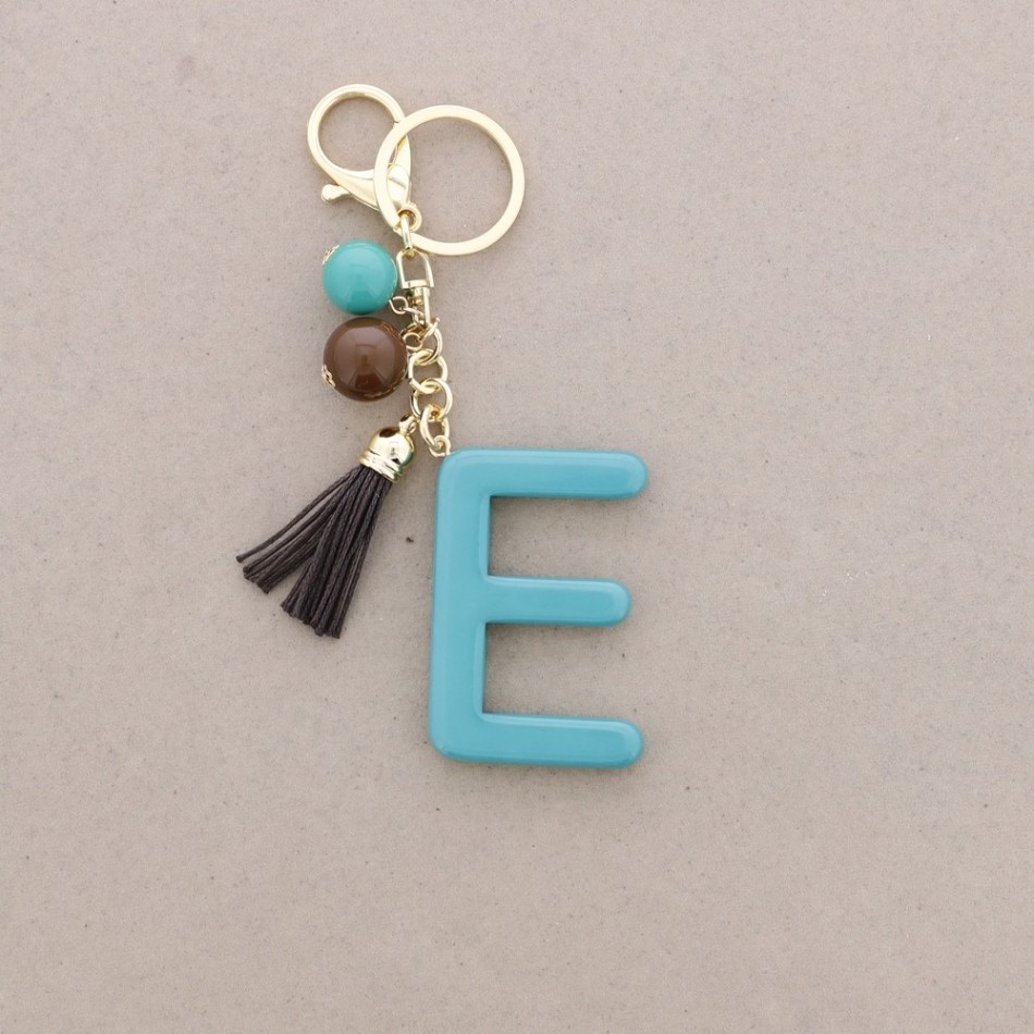 KEYCHAIN PENDANT INITIAL LETTER E RESIN