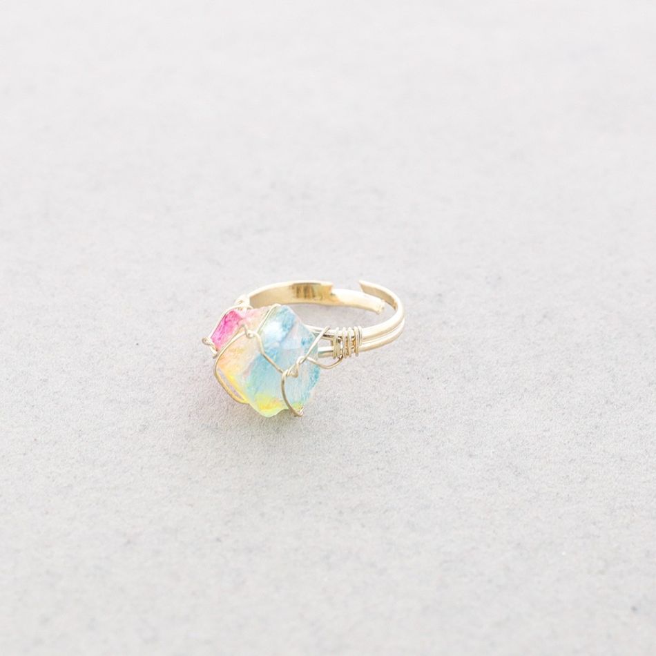 BRONZE STONE WIRED RING