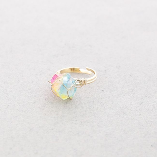 BRONZE STONE WIRED RING