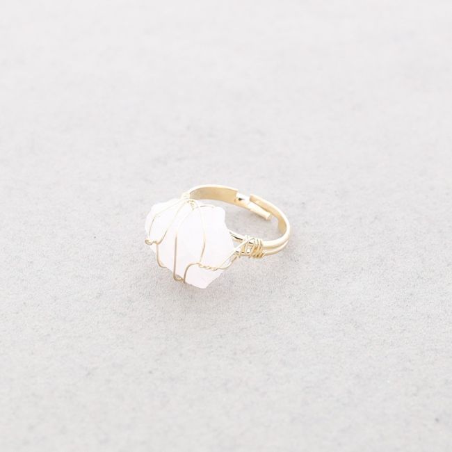 BRONZE STONE WIRED RING
