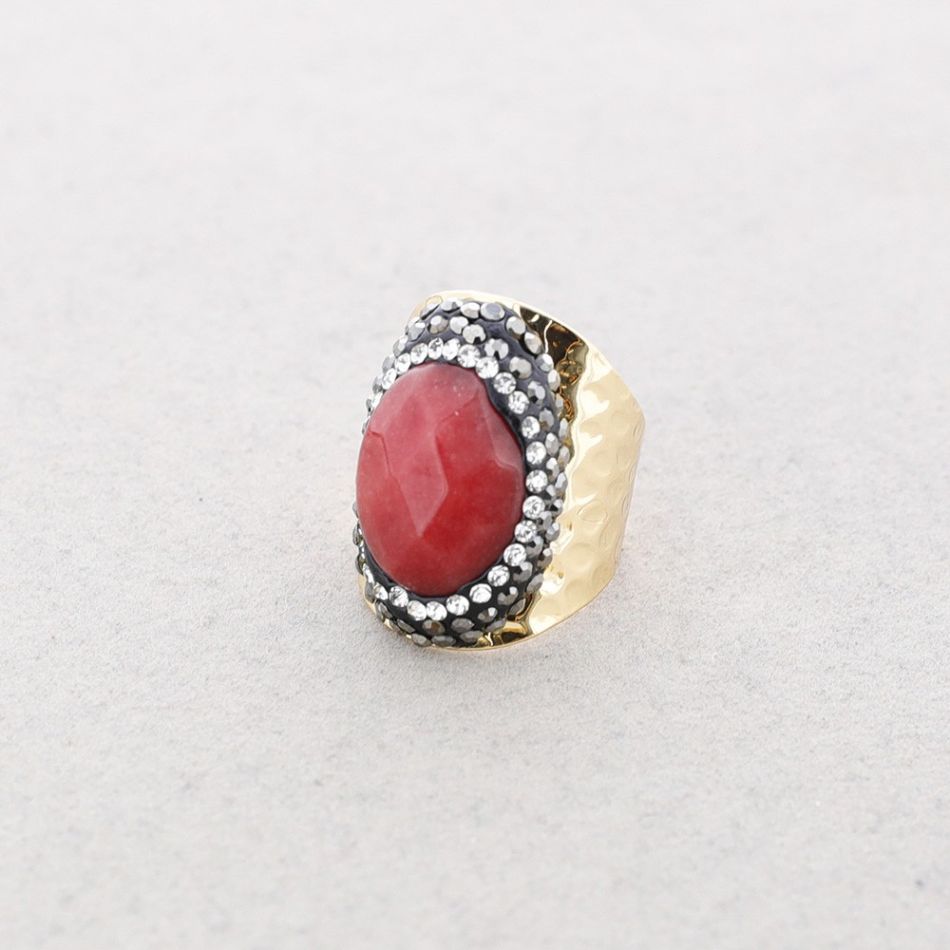 ANILLO BRONCE PIEDRA CRISTALES