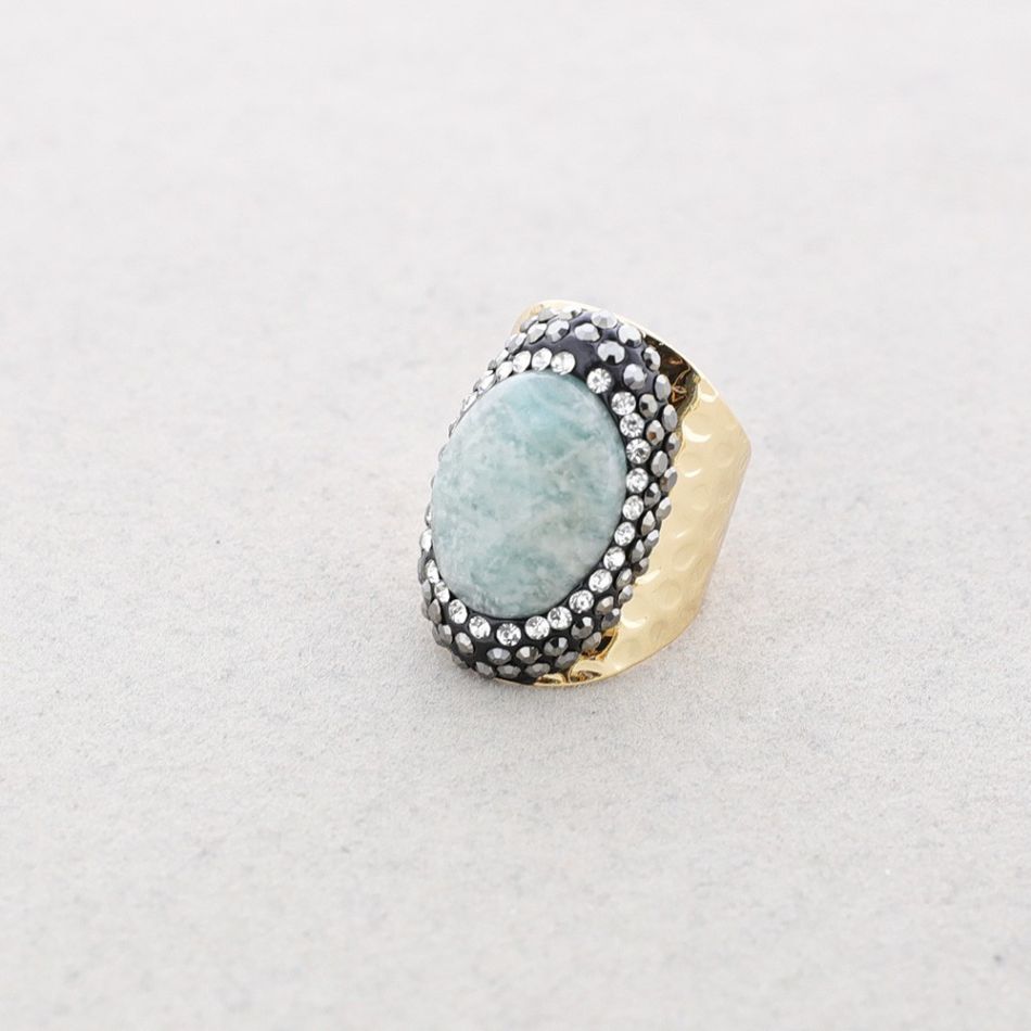 ANILLO BRONCE PIEDRA CRISTALES