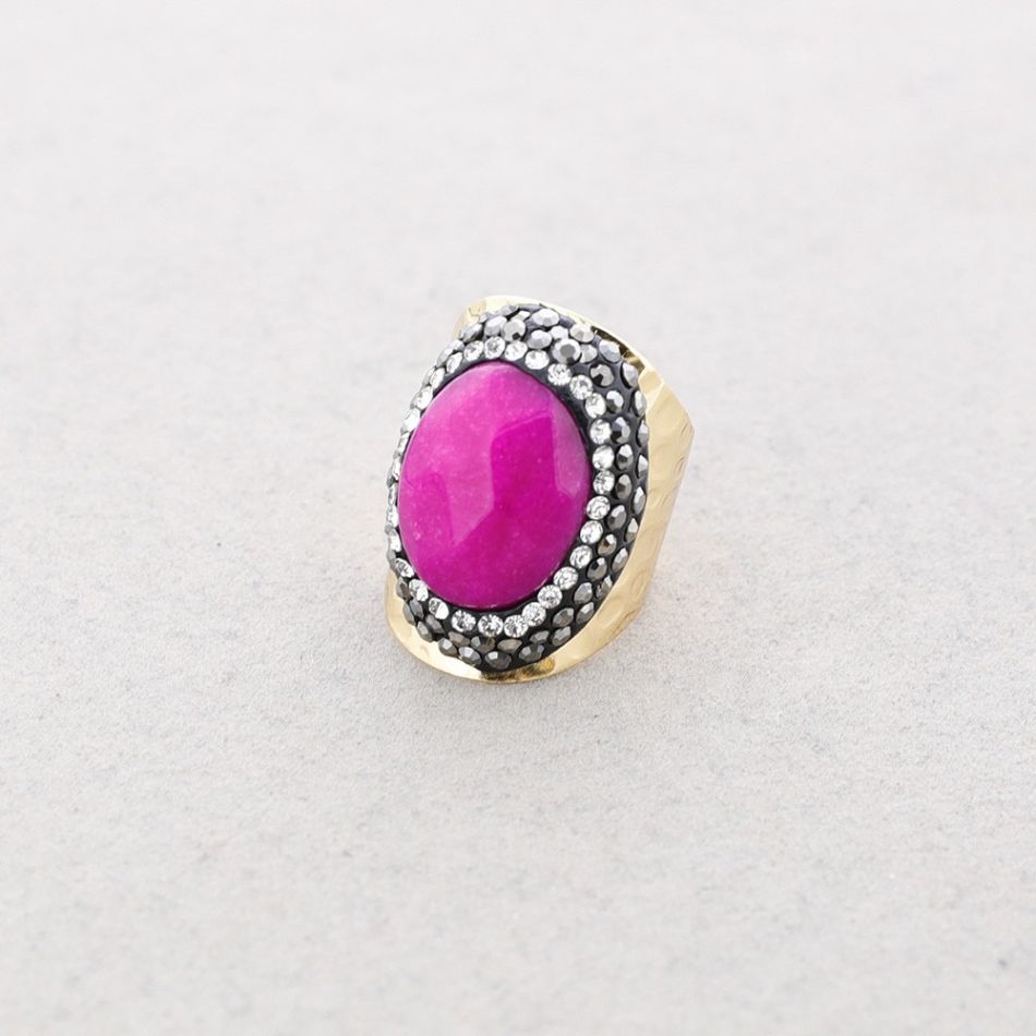 ANILLO BRONCE PIEDRA CRISTALES