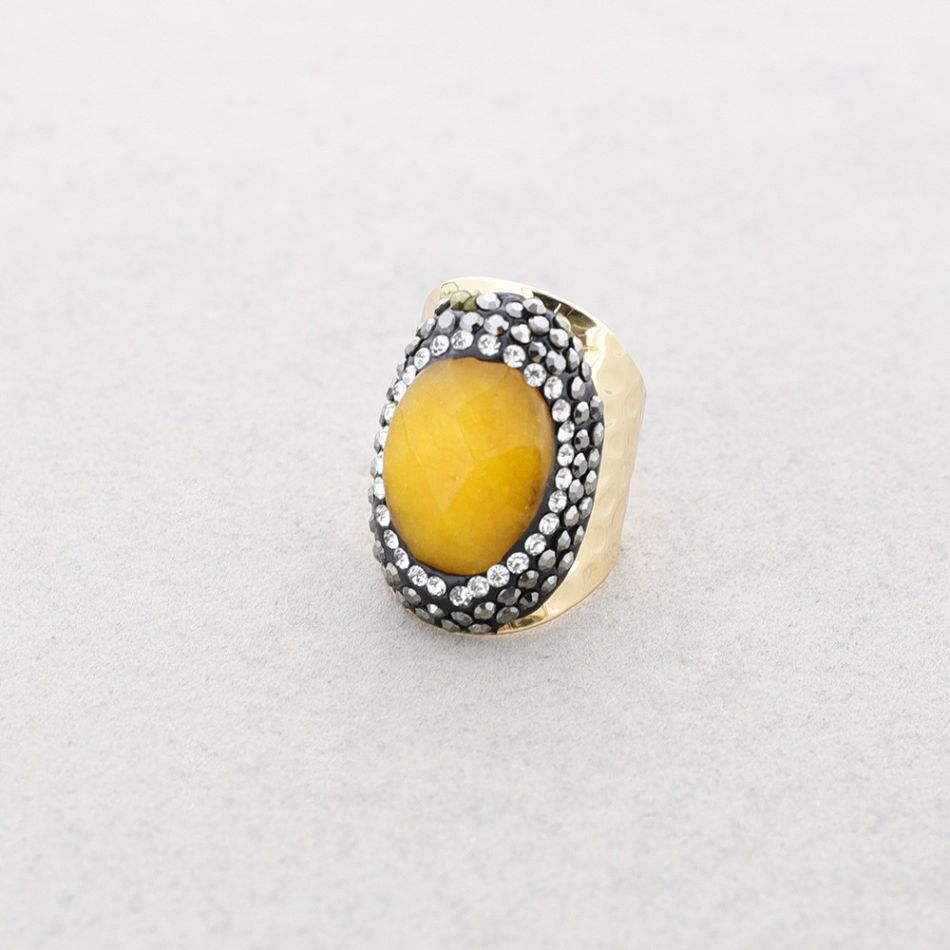 ANILLO BRONCE PIEDRA CRISTALES