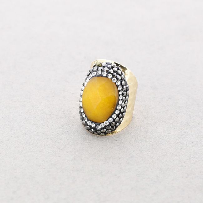ANILLO BRONCE PIEDRA CRISTALES