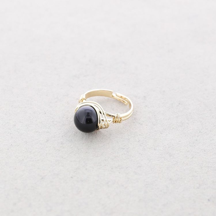 BRONZE STONE WIRED RING