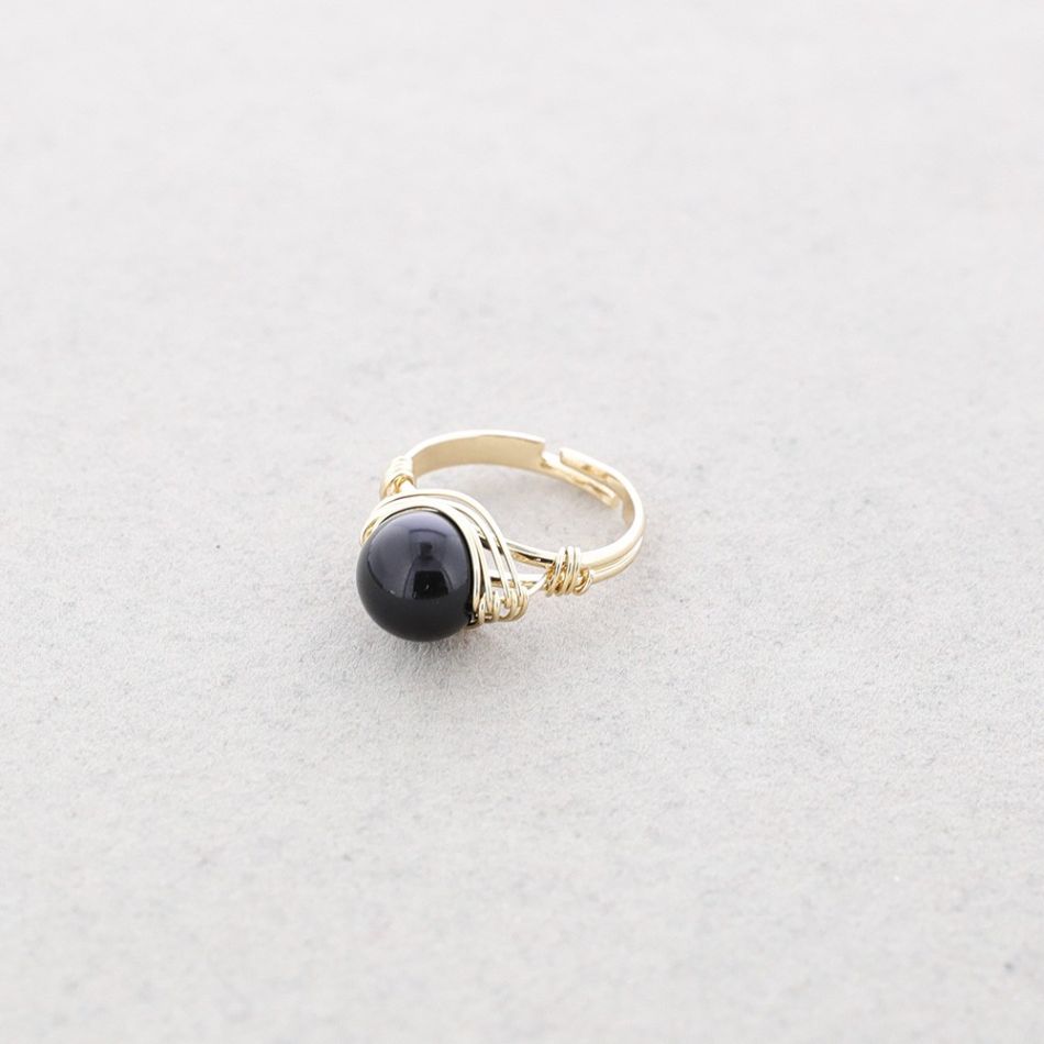 BRONZE STONE WIRED RING