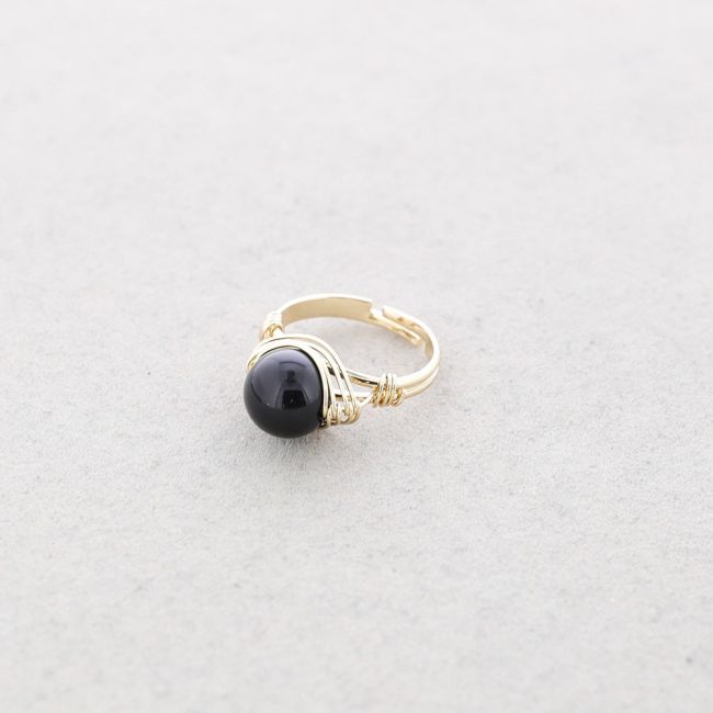 BRONZE STONE WIRED RING