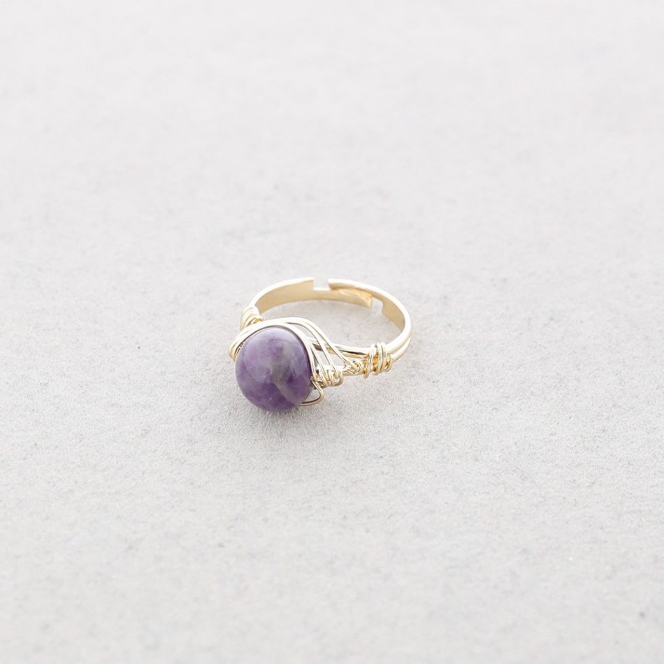 BRONZE STONE WIRED RING