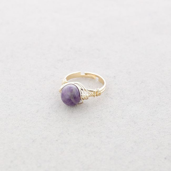 BRONZE STONE WIRED RING