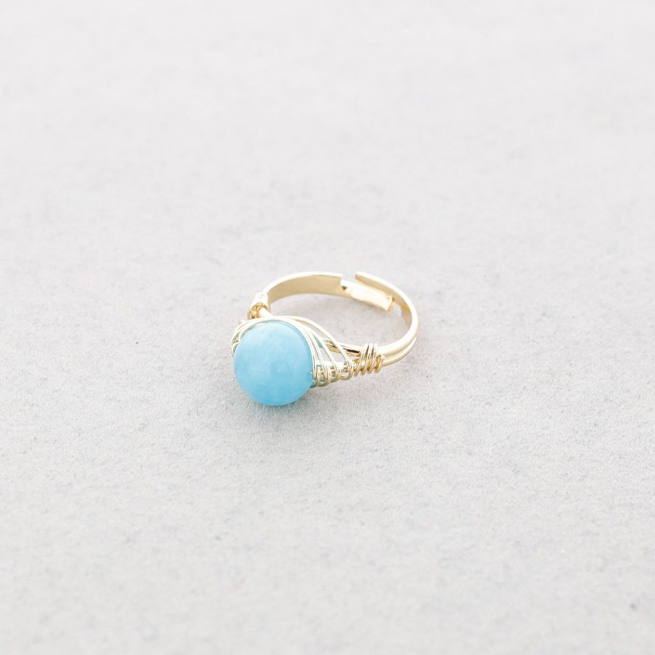 BRONZE STONE WIRED RING