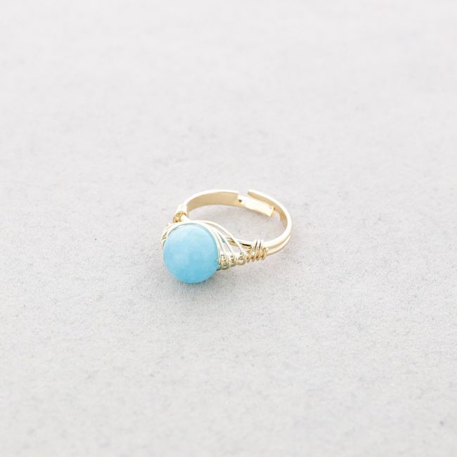 BRONZE STONE WIRED RING