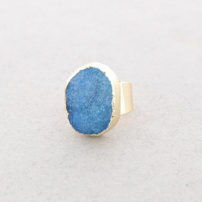 IRREGULAR DRUSE STONE BRONZE RING