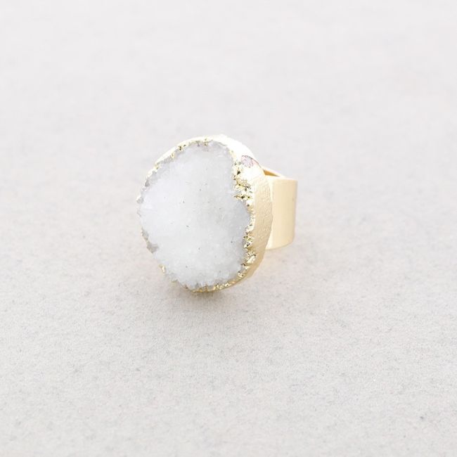 IRREGULAR DRUSE STONE BRONZE RING