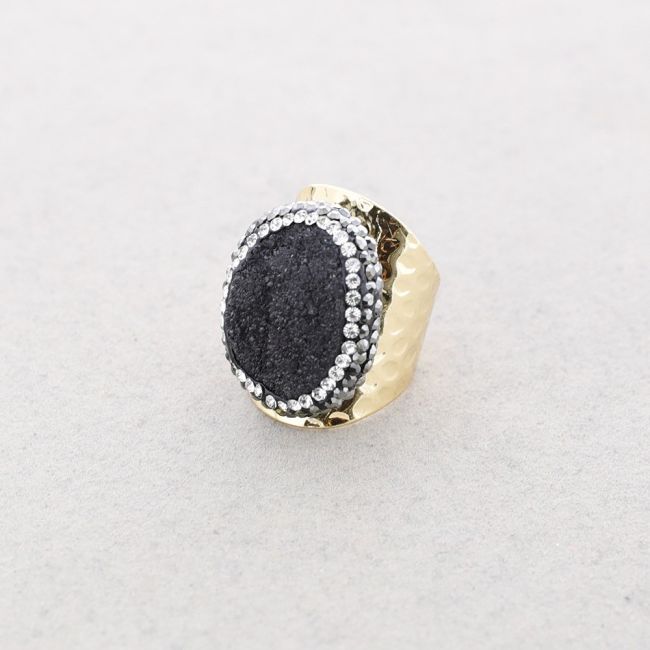 ANILLO BRONCE PIEDRA DRUSA IRREGULAR