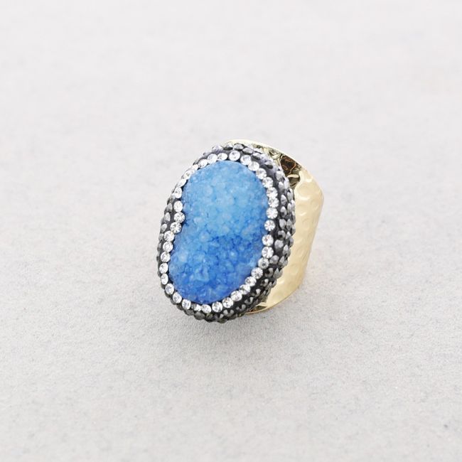 ANILLO BRONCE PIEDRA DRUSA IRREGULAR