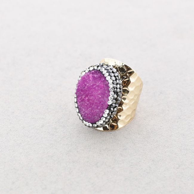 ANILLO BRONCE PIEDRA DRUSA IRREGULAR