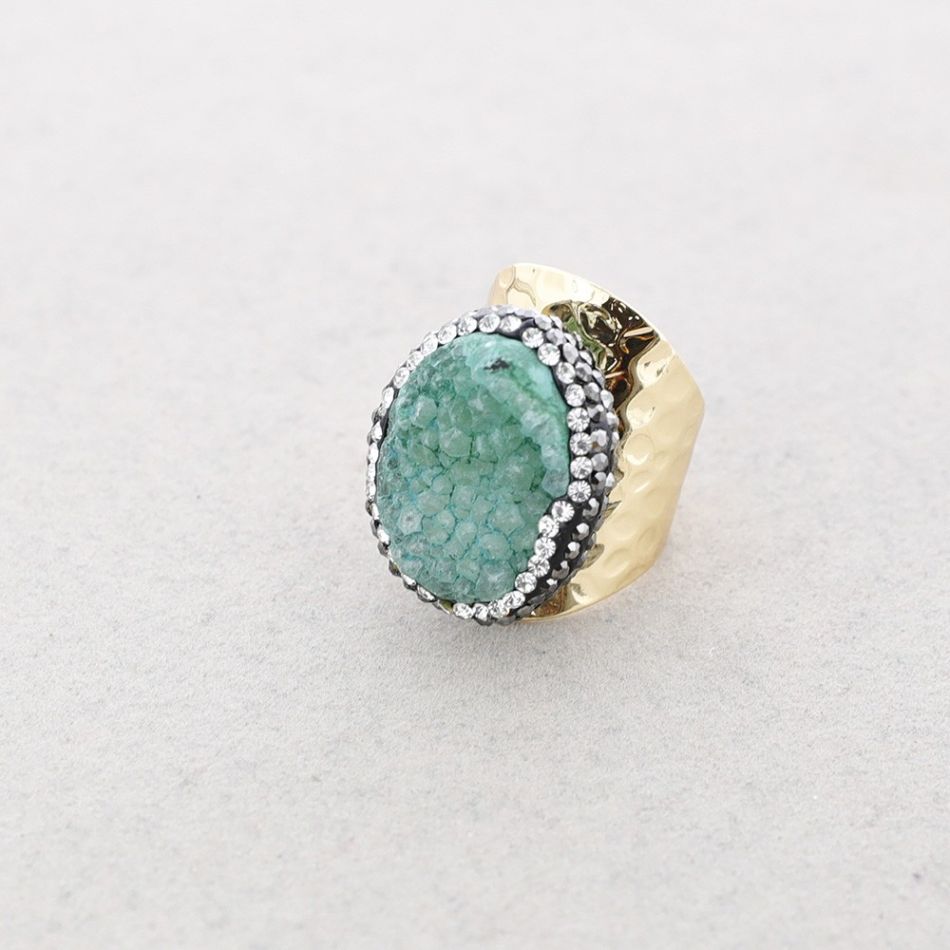 ANILLO BRONCE PIEDRA DRUSA IRREGULAR