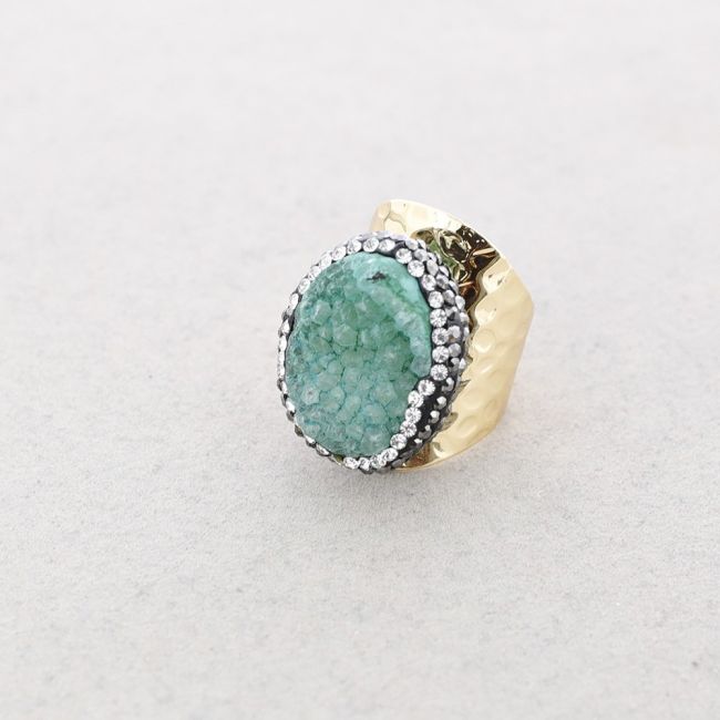 ANILLO BRONCE PIEDRA DRUSA IRREGULAR