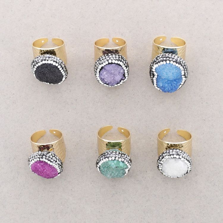 IRREGULAR DRUSE STONE BRONZE RING 2