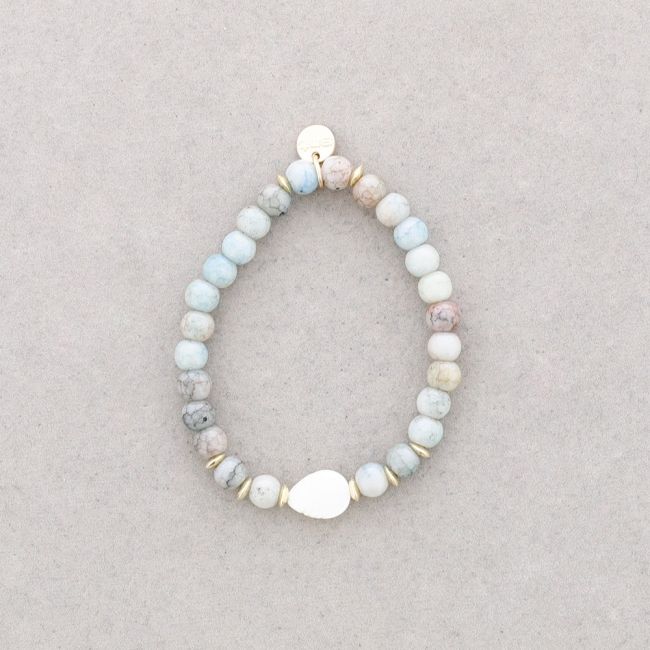 PULSERA ELÁSTICA ESTRELLA BOLAS FACETADAS 6MM