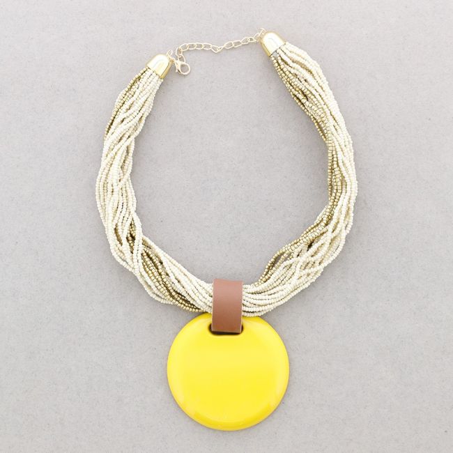 MULTI ROW BEADED NECKLACE MEDALLION PENDANT