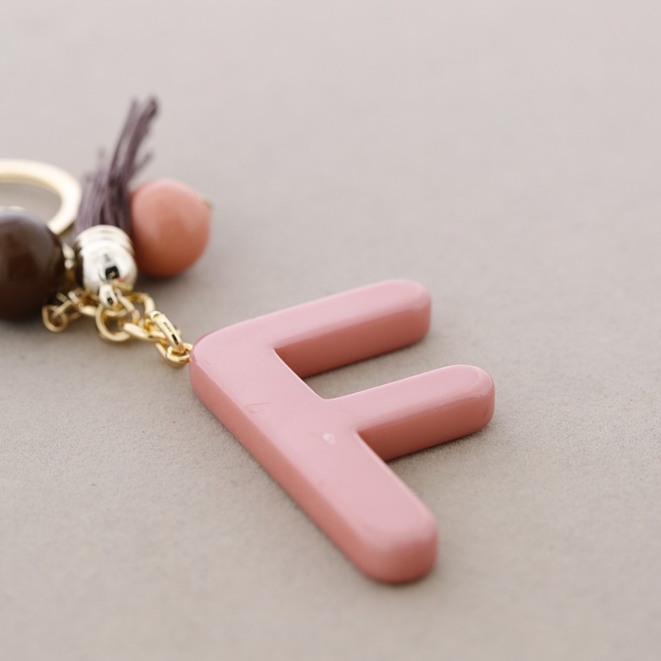 RESIN INITIAL LETTER F PENDANT KEYCHAIN