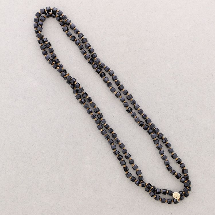 COLLAR LARGO NUDOS BOLAS CUADRADAS FACETADAS CRISTAL 1.2M*6MM