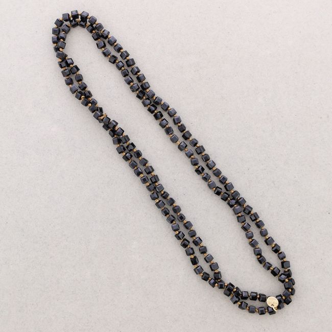 COLLAR LARGO NUDOS BOLAS CUADRADAS FACETADAS CRISTAL 1.2M*6MM