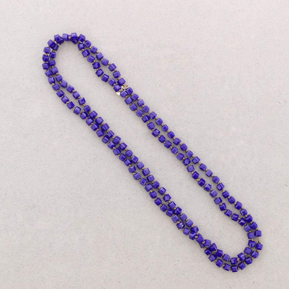 LONG NECKLACE KNOTS FACETED SQUARE BALLS CRYSTAL 1.2M*6MM