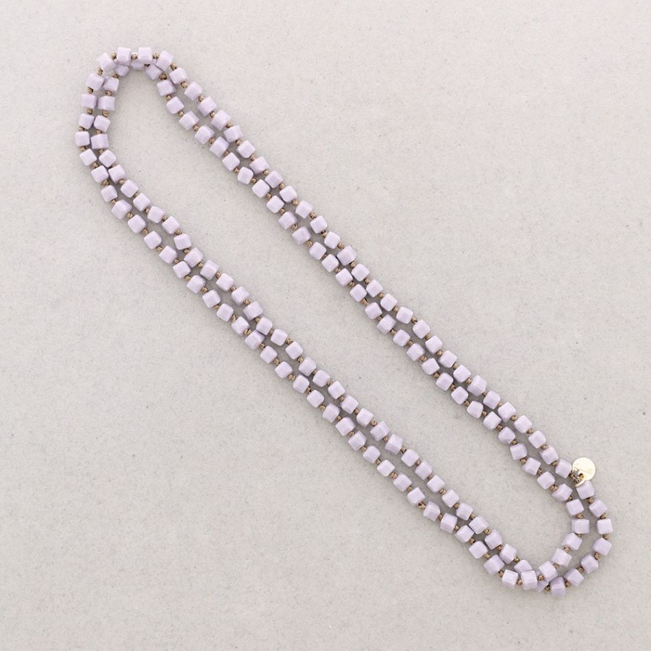 LONG NECKLACE KNOTS FACETED SQUARE BALLS CRYSTAL 1.2M*6MM