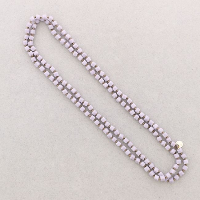 COLLAR LARGO NUDOS BOLAS CUADRADAS FACETADAS CRISTAL 1.2M*6MM