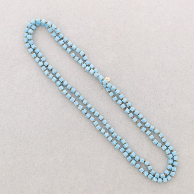 LONG NECKLACE KNOTS FACETED SQUARE BALLS CRYSTAL 1.2M*6MM
